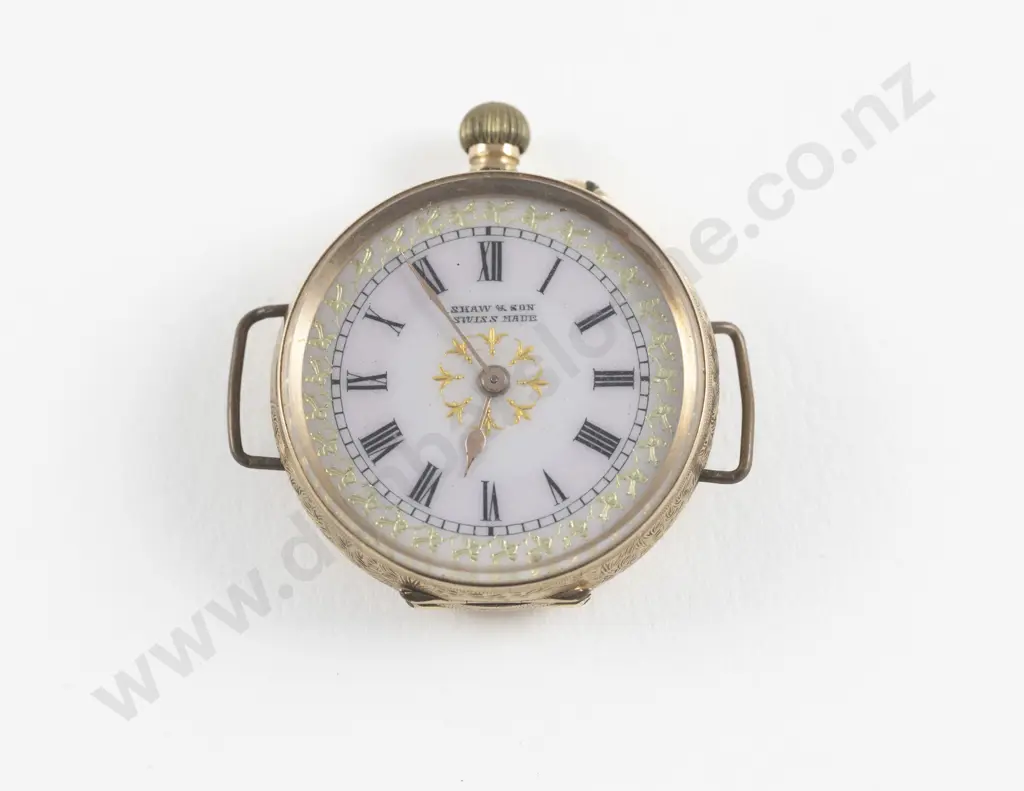 Shaw & Sons 14ct Engraved Open Face Lever Wind Pocket Watch Image 1++