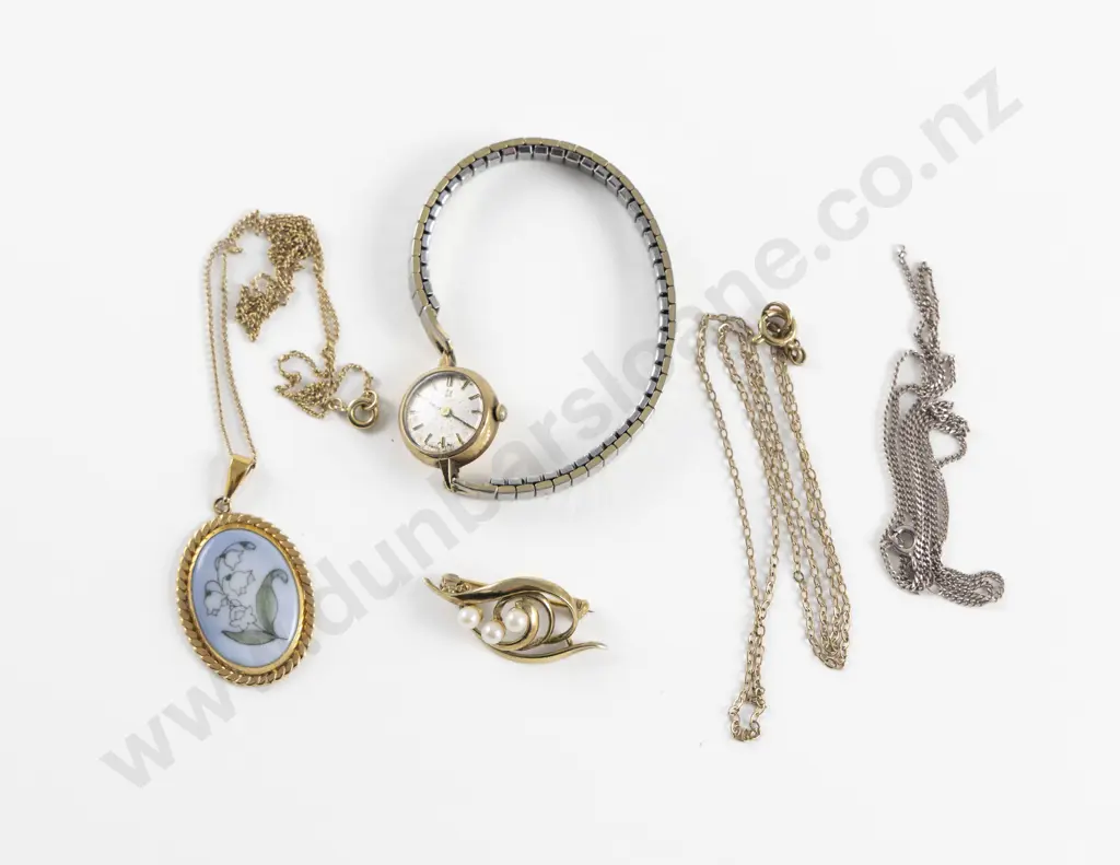 Small Collection Costume Jewellery including Omega Ladies Wrist Watch Image 1++