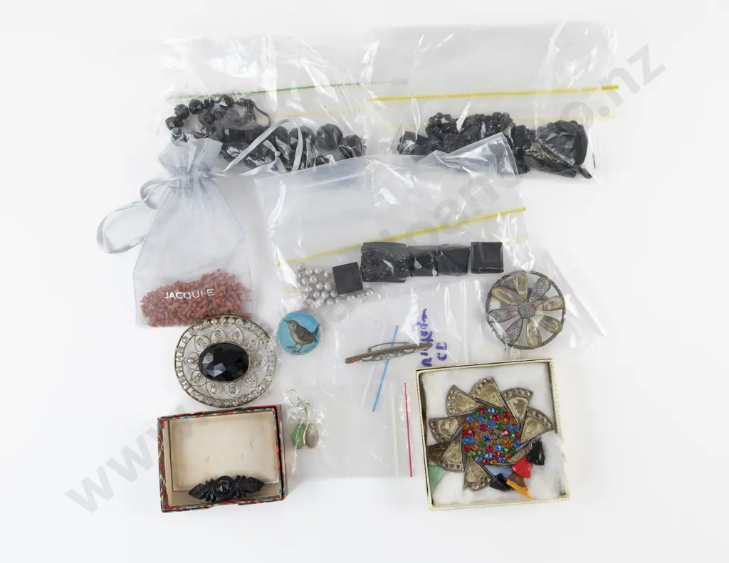 Victorian French Jet Brooch and Micro Mosaic Brooch Image 1++