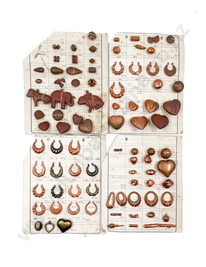 Four Vintage Jewellery Copper Sample Cards Image 1++