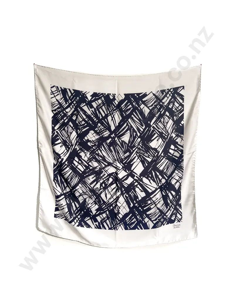 Charvet Black and White Silk Scarf Image 1++