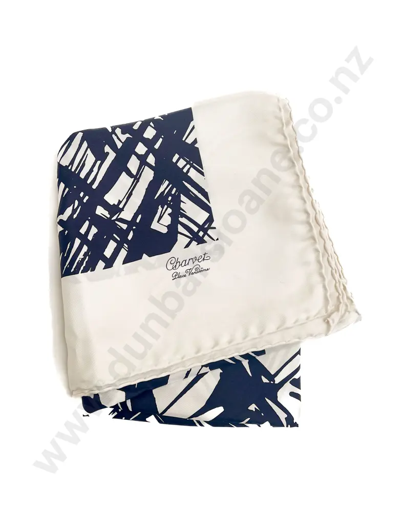 Charvet Black and White Silk Scarf Image 1++