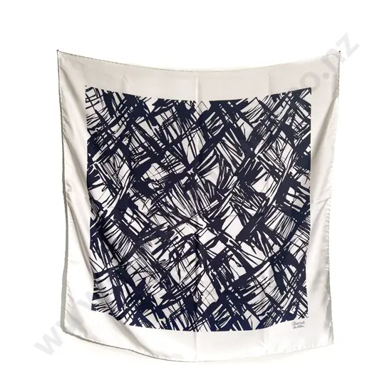 Charvet Black and White Silk Scarf