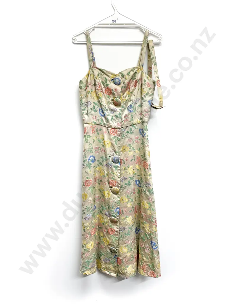 C1950s Floral Brocaded Sun Dress Image 1++