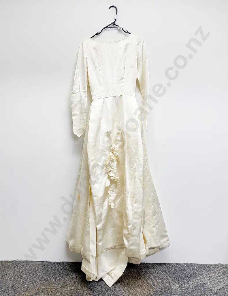 C1960s Cream Satin Wedding Gown Image 1++