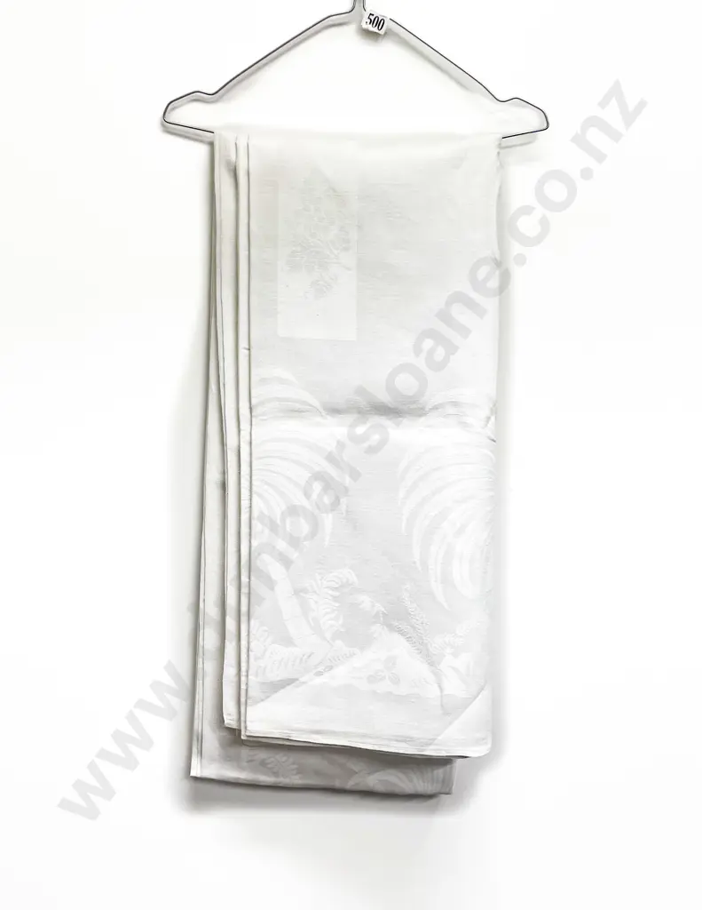 Vintage Damask Linen Table Cloth Image 1++