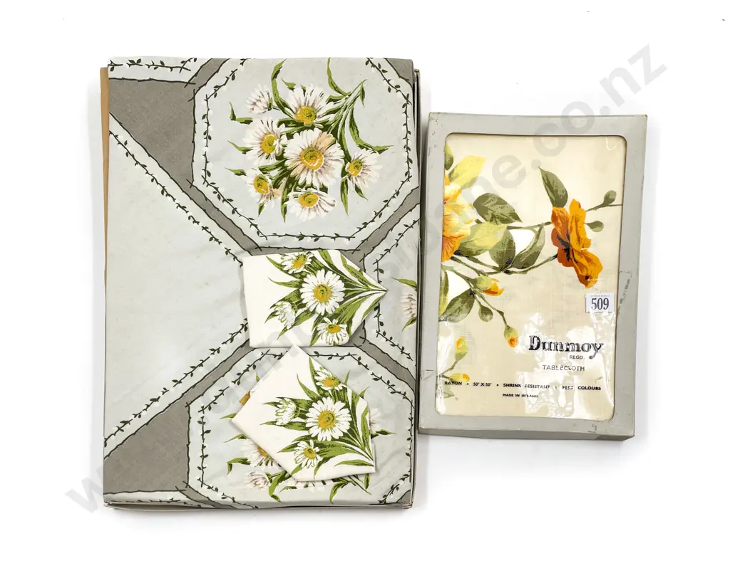 Four C1970's Unused Floral Print Table Cloths Image 1++