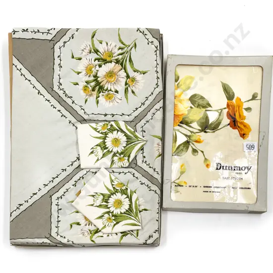 Four C1970's Unused Floral Print Table Cloths