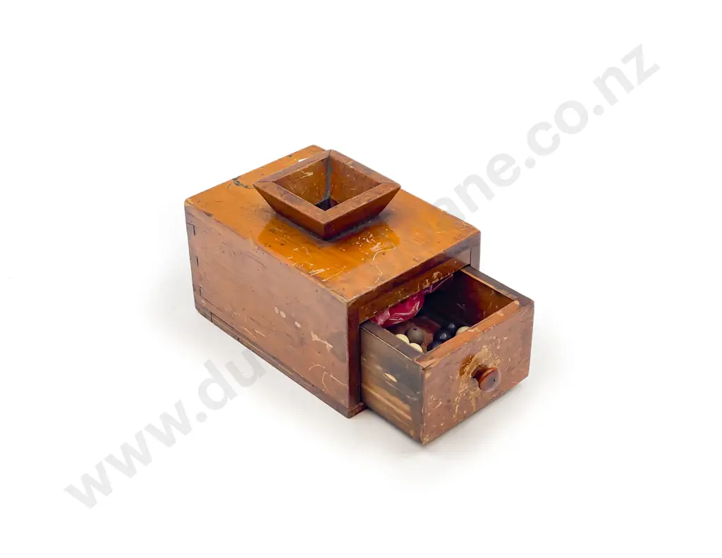 Vintage Wooden Ballot Box including Voting Beads Image 1++