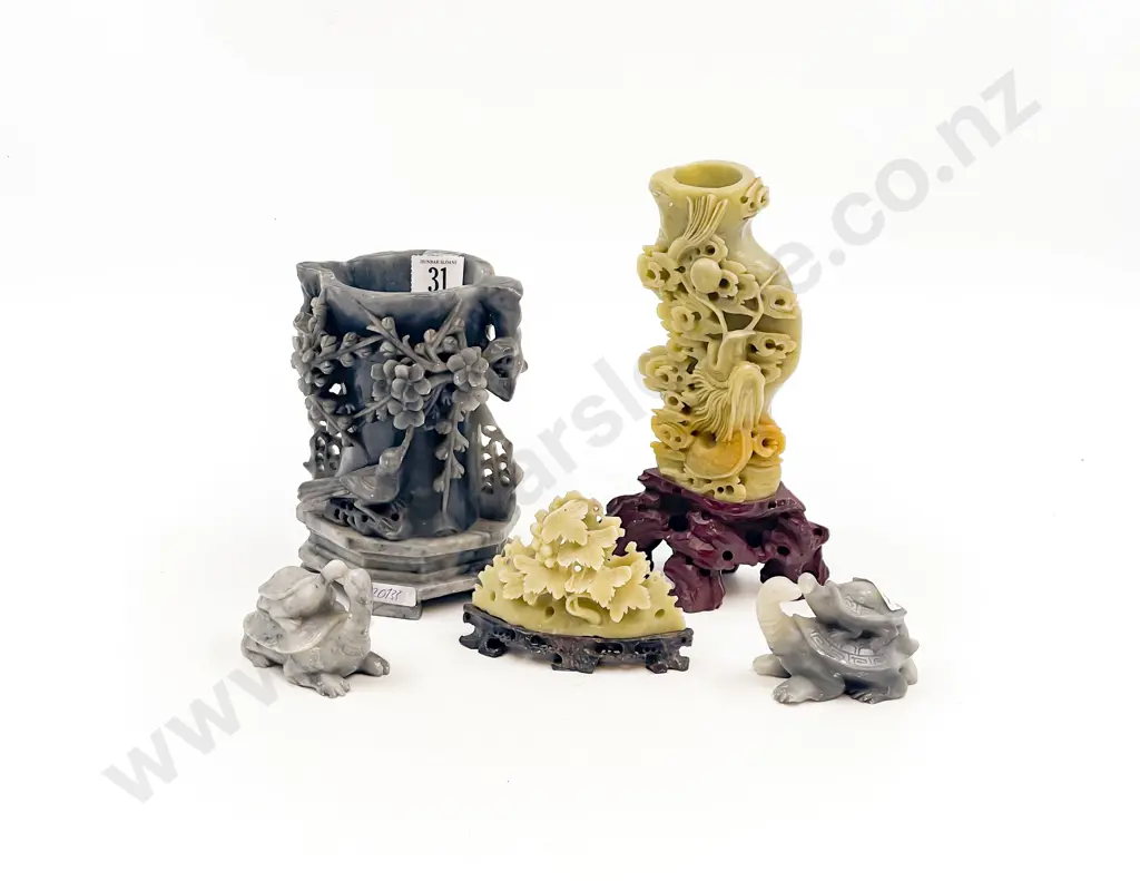 Five Pieces of Assorted Soapstone Image 1++