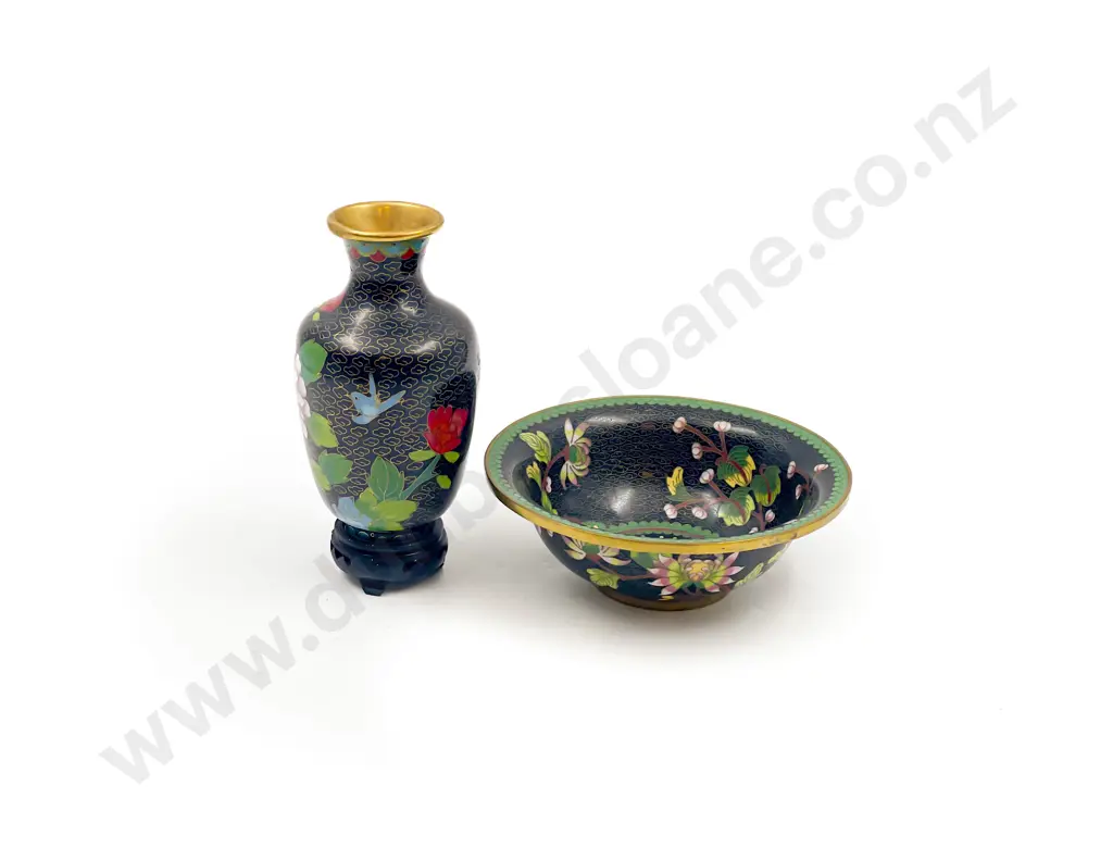 Cloisonne Bowl & Vase Image 1++