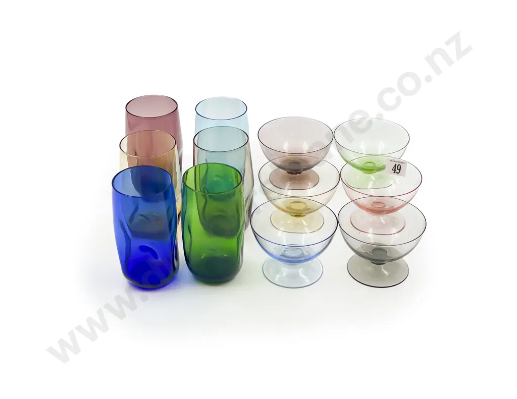 Two Sets of Six Coloured Glasses Image 1++