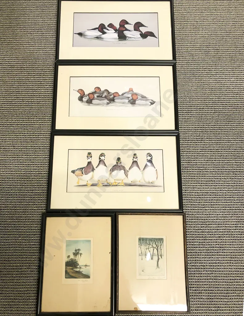Box of Assorted Framed Works incl Two Dry Point Etchings Image 1++