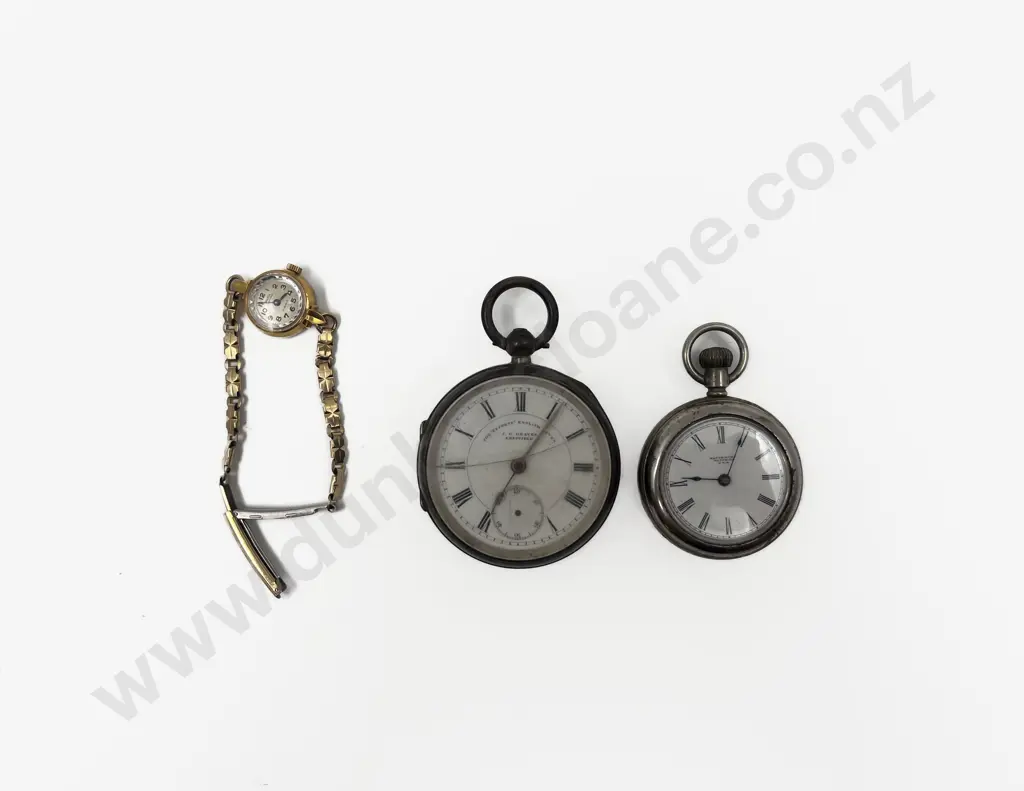 Two Fob Watches together with Ladies Wrist Watch Image 1++