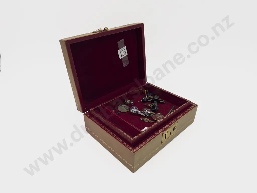Quantity of Assorted Cufflinks & Badges etc in Jewellery Box Image 1++