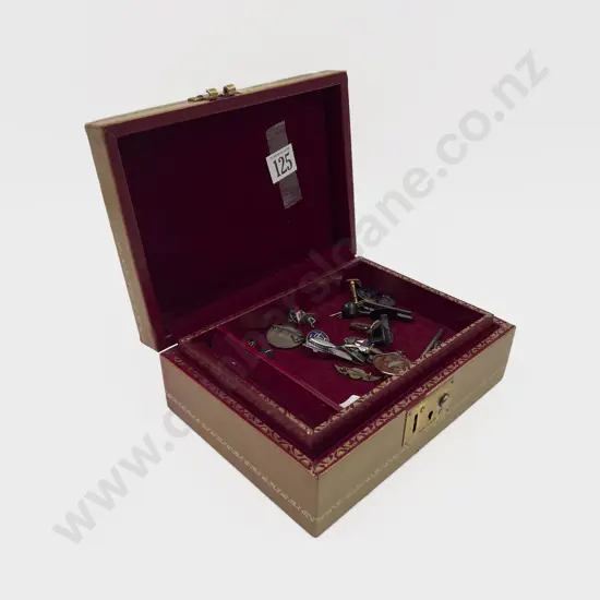 Quantity of Assorted Cufflinks & Badges etc in Jewellery Box