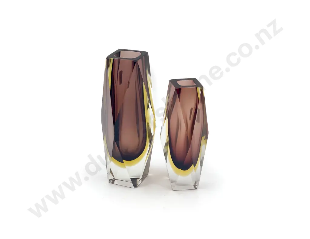 Mid C20th Graduated Pair of Murano Sommerso Glass Vases Image 1++
