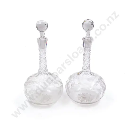 Pair of Etched Glass Decanters