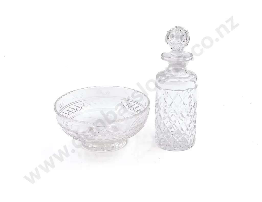 Webb & Corbett Crystal Decanter together with Stuart Crystal Fruit Bowl Image 1++