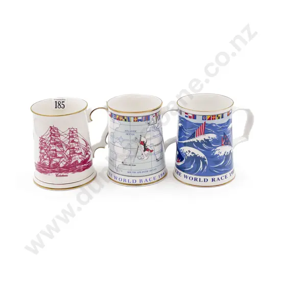 Three Assorted Commemorative Ceramic Tankards incl Aynsley