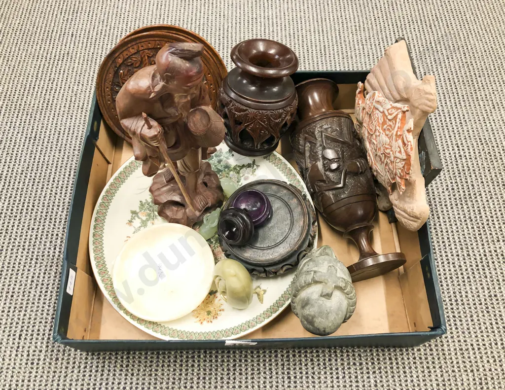Quantity of Assorted Ornaments incl Soapstone & Carved Vases & Figures etc Image 1++