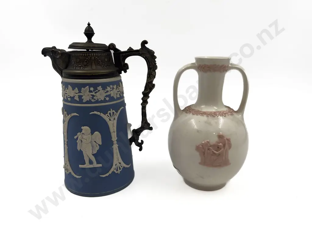 Wedgwood Vase together with Decorative Jasperware Ewer Image 1++