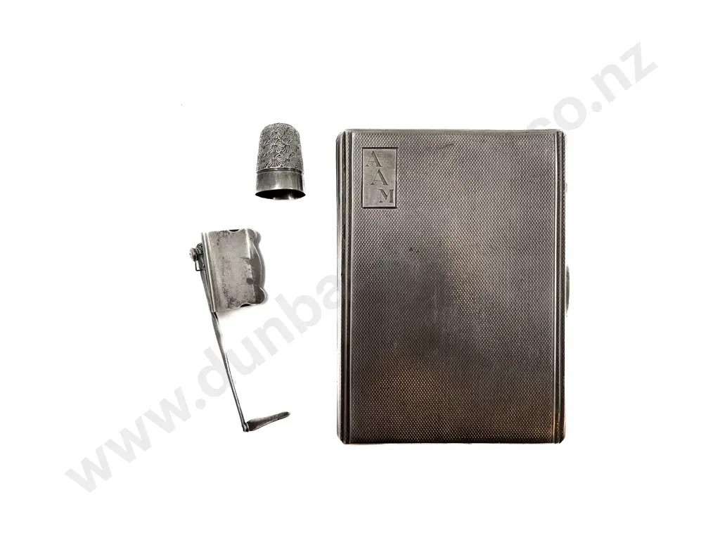S/S Cigarette Case together with Thimble & Book Maker/Page Holder Image 1++