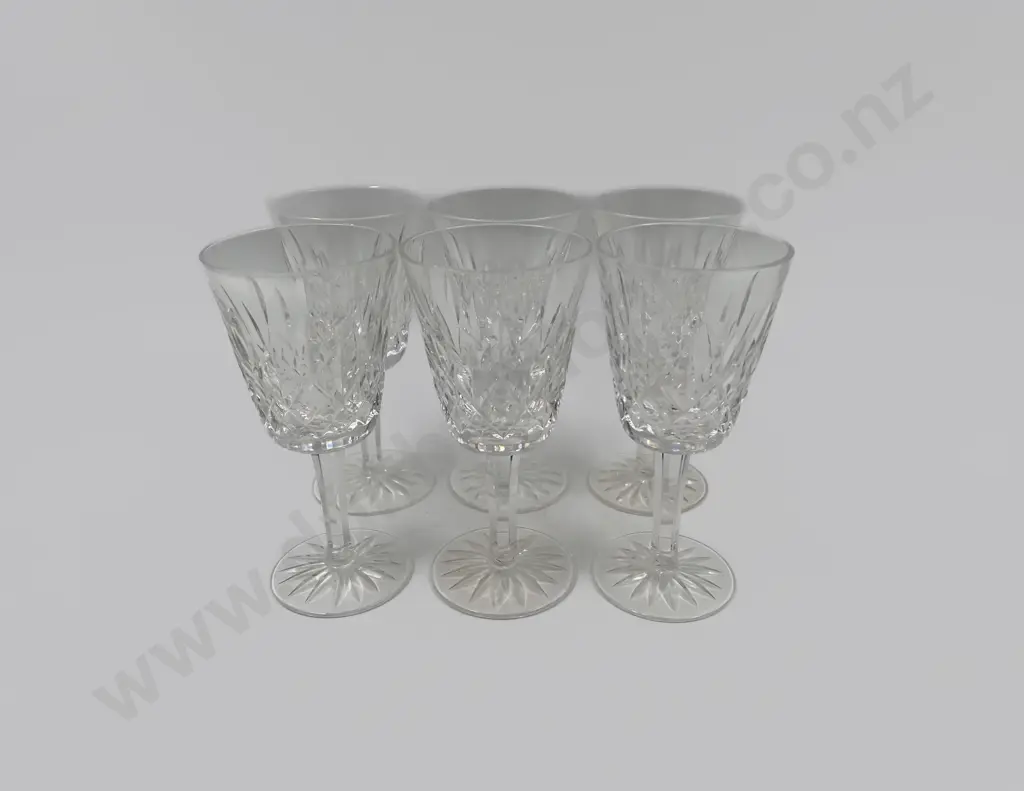Six Waterford Crystal "Lismore" White Wine Glasses Image 1++
