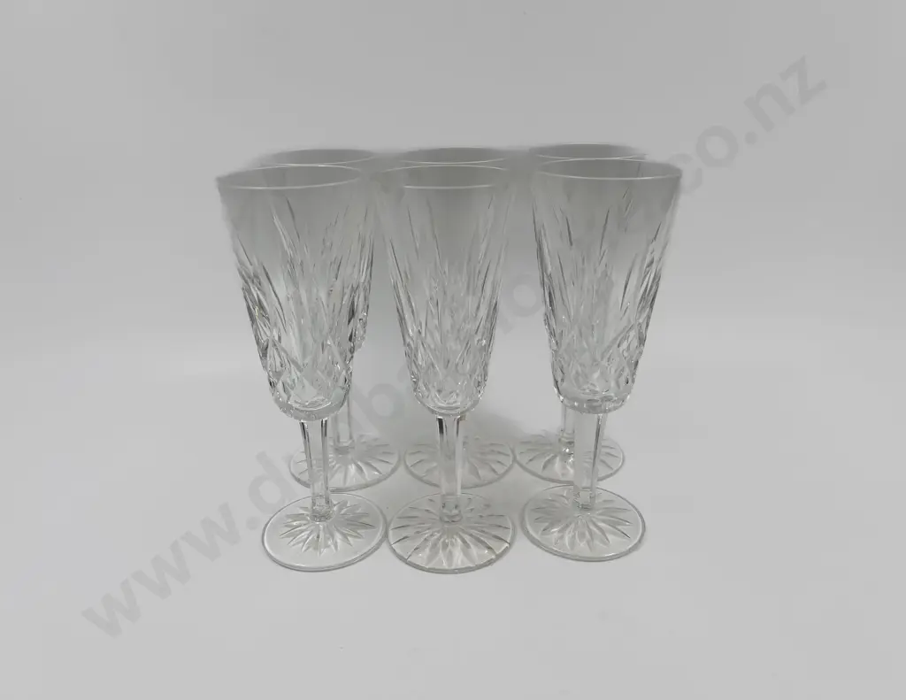 Six Waterford Crystal "Lismore" Continental Champagne Glasses Image 1++