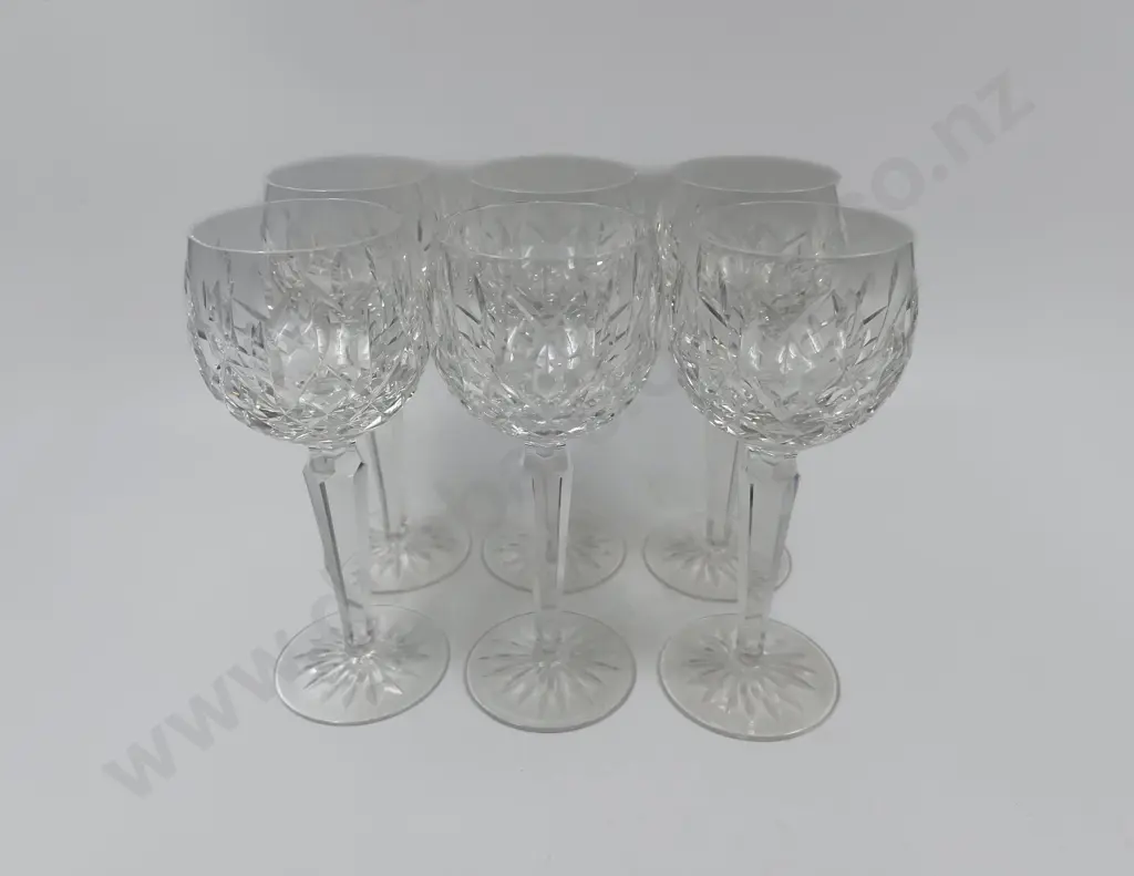 Six Waterford Crystal "Lismore" Hock Glasses Image 1++