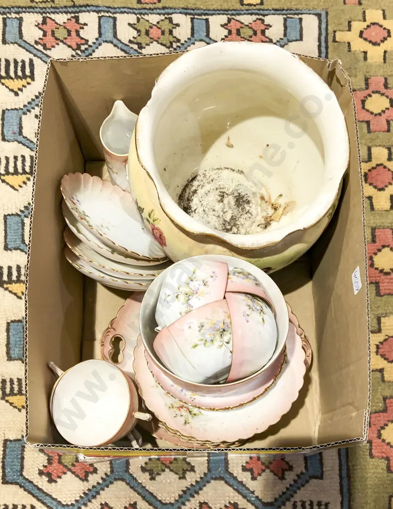 Box of Assorted Fancy China together with Jardiniere Image 1++