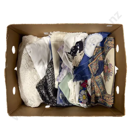 Box of Assorted Linens incl Table Runner