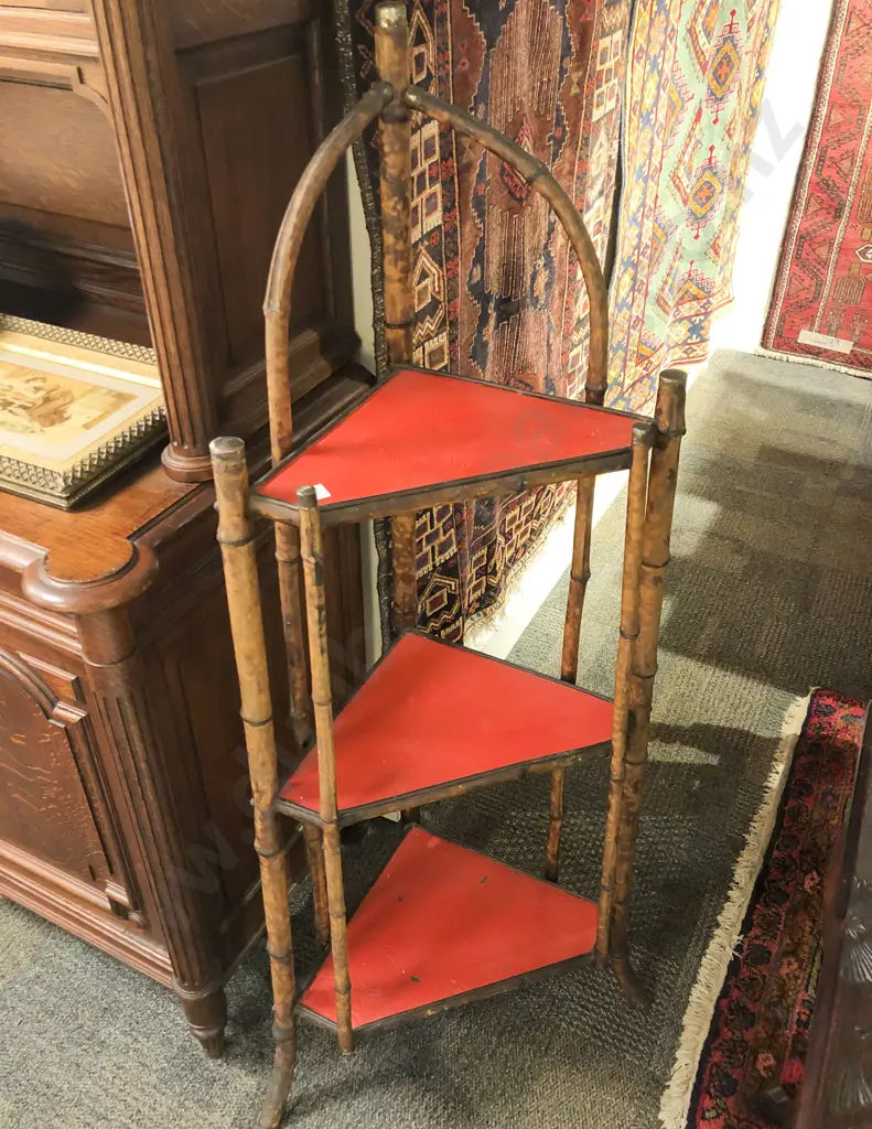 Bamboo Three Tier Corner What-Not Image 1++