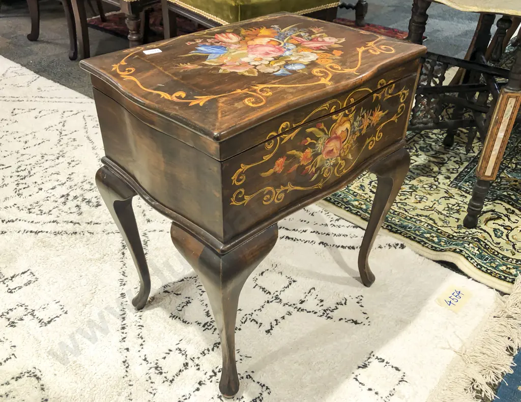 Hand Painted Vanity Box on Cabriole Legs Image 1++