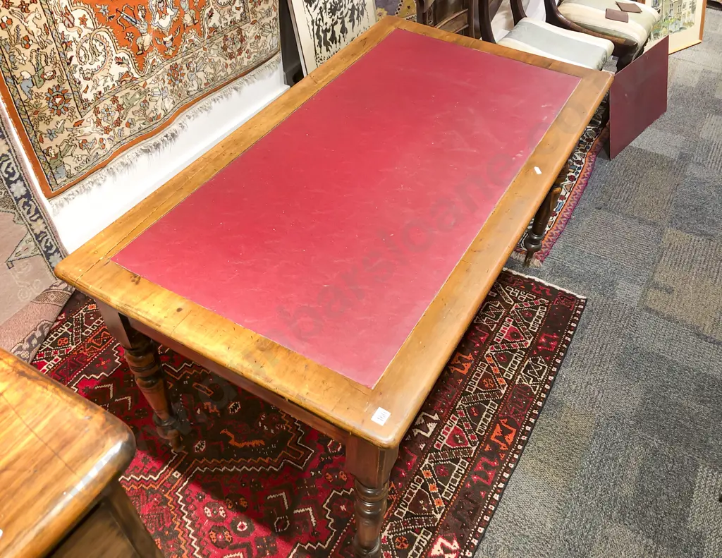Victorian Leather Top Library Table Image 1++
