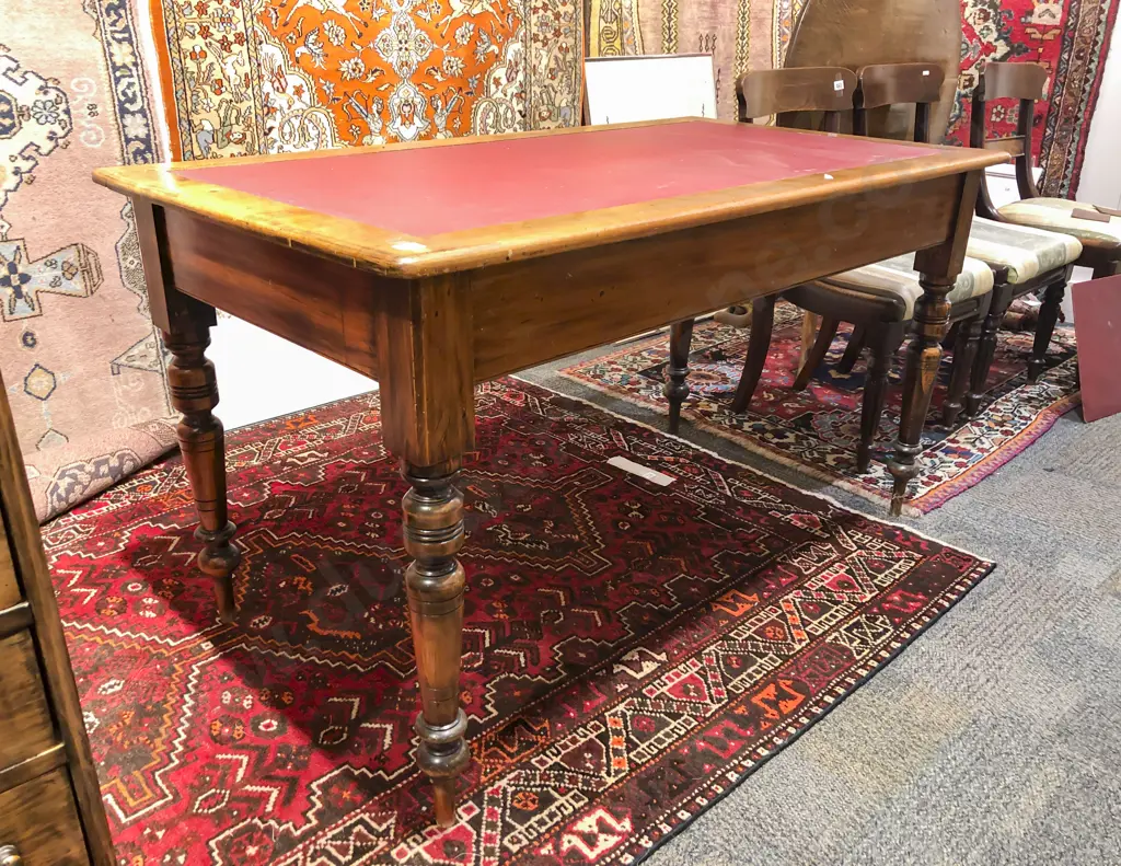 Victorian Leather Top Library Table Image 1++