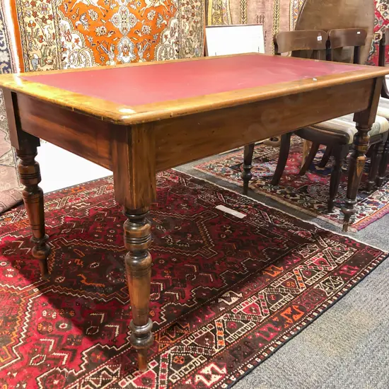 Victorian Leather Top Library Table