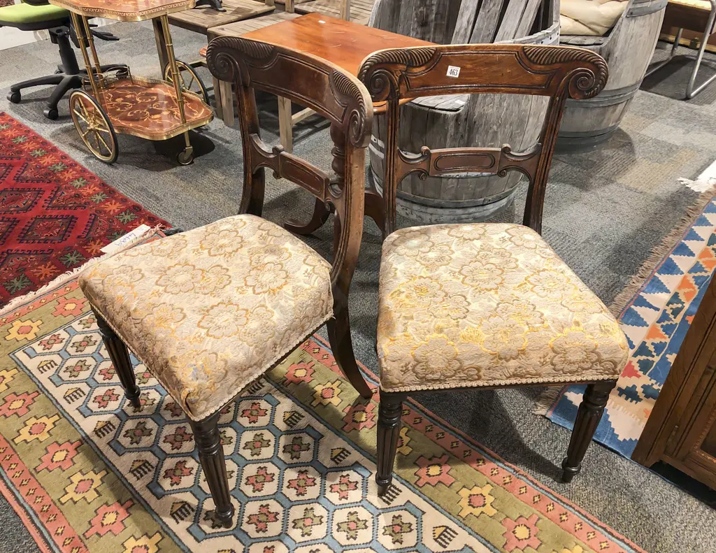 Pair of Antique Carved Mahogany Dining Chairs Image 1++