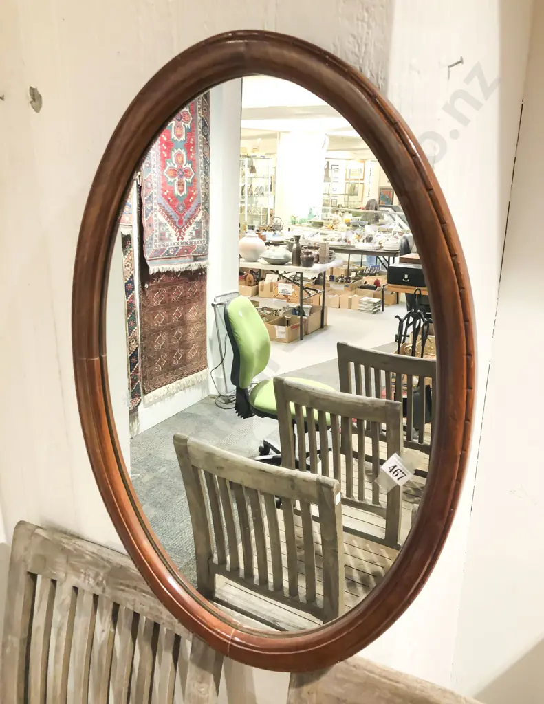 Mahogany Framed Oval Wall Mirror Image 1++