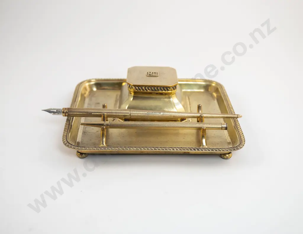 GeoV Asprey S/S Silver Gilt Desk Stand Image 1++