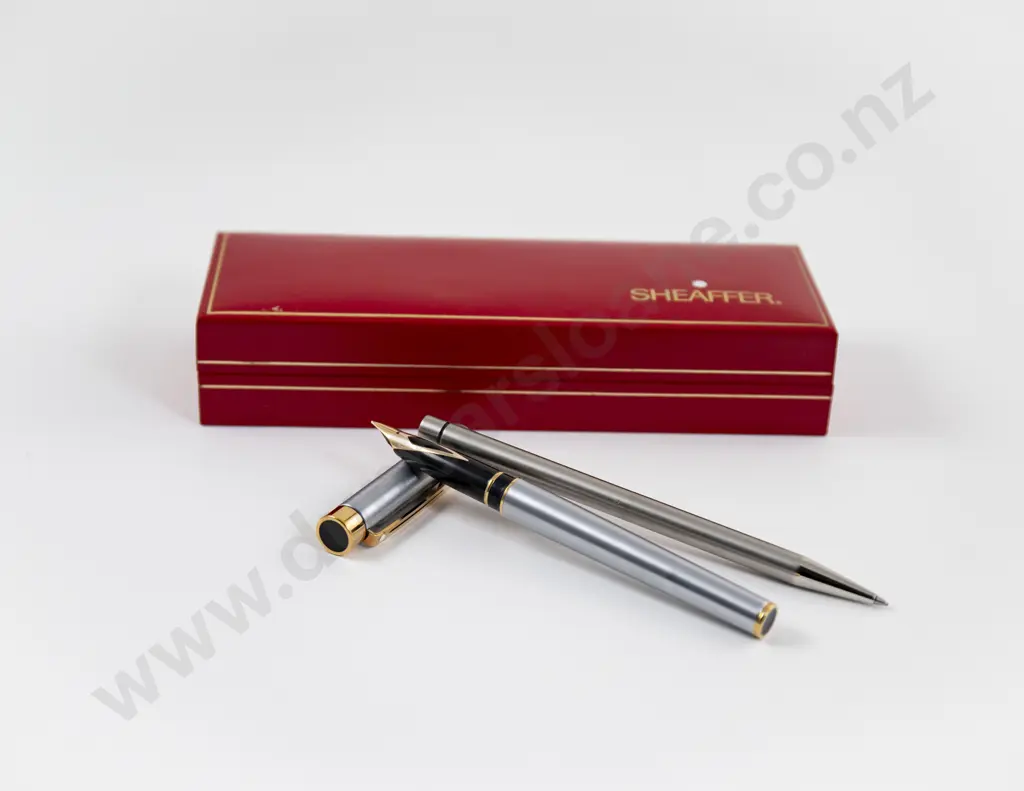 Sheaffer Targa Brushed Chrome Cased Fountain Pen Image 1++