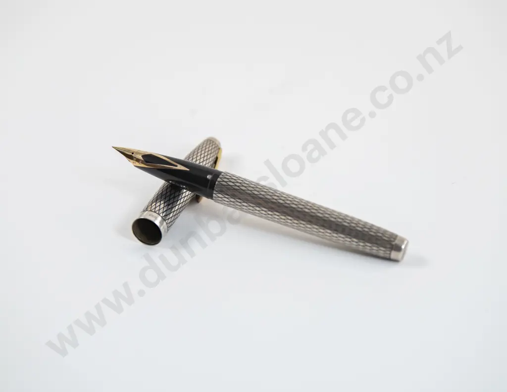 Sheaffer Imperial Sterling Silver Diamond Mesh Fountain Pen Image 1++