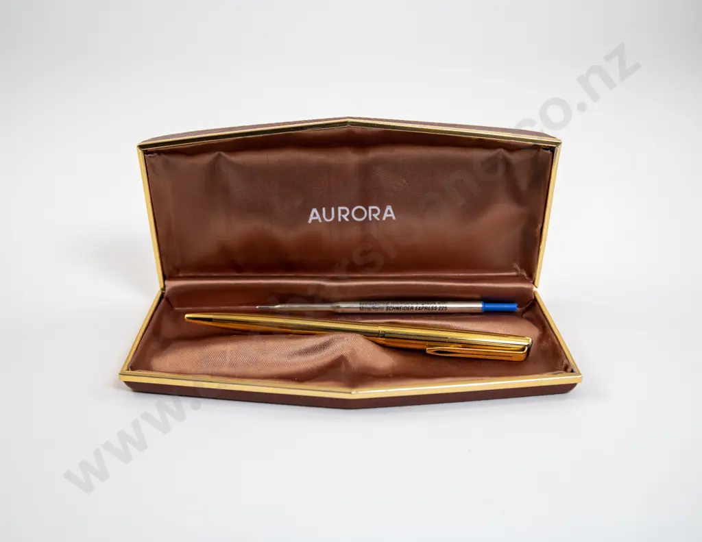 Aurora Gold Plated Slimline Ballpoint Pen Image 1++