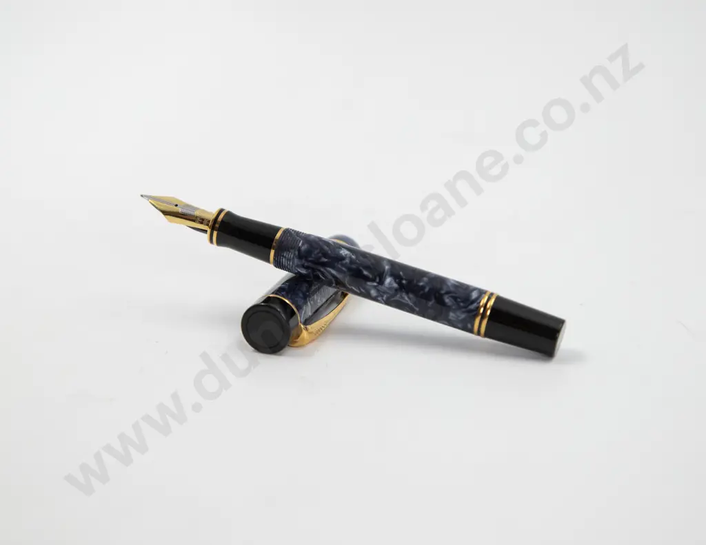 Parker Duofold Marbled Blue Centennial 1988 Ltd Ed Fountain Pen Image 1++