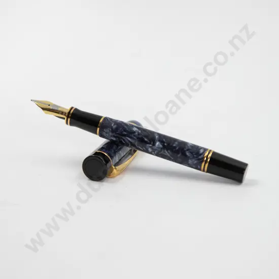 Parker Duofold Marbled Blue Centennial 1988 Ltd Ed Fountain Pen