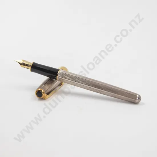 C1996 Parker Sonnet France Fountain Pen in Sterling Silver Fougere Fountain Pen