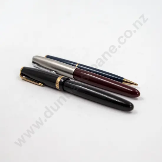 Two Vintage Parker Fountain Pens and Pencil
