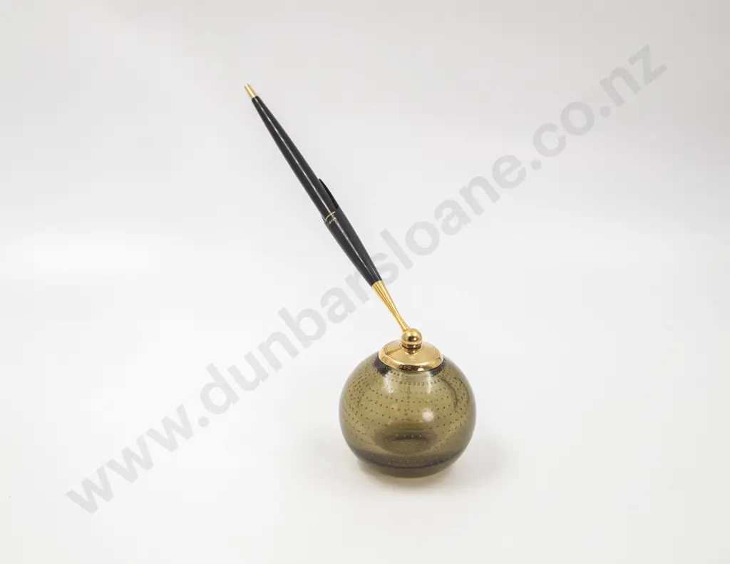 C1960 Vintage Whitefriars Paperweight and Parker Pen Holder Image 1++