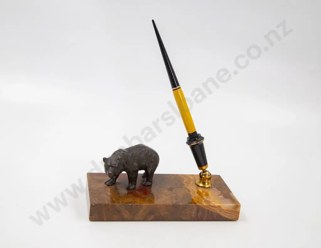 Mottled Marble and Bronze Desk Stand Image 1++