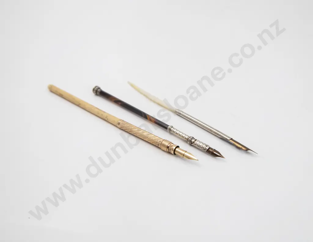 C19th S/S and Striated Agate Dip Pen Image 1++